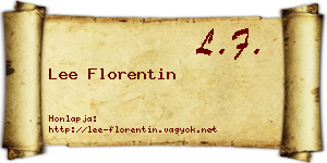 Lee Florentin névjegykártya